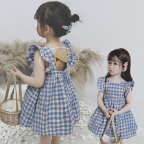 66 princess 2021 new girls plaid dress summer children halter skirt baby summer Korean style wave