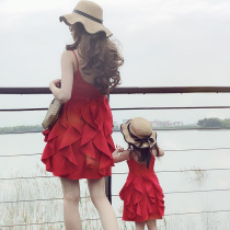 Summer dress 2021 Parent-child dress Mother-daughter dress Little girl Beach dress Bali sexy halter sundress dress
