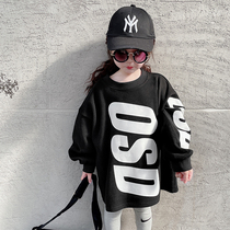 66 Princess girl plus velvet sweater autumn and winter 2021 New Korean version of children female children foreign fashion tide fashion Long