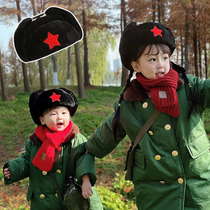 66 Princess winter Lei Feng hat childrens ear cap parent-child cotton hat outdoor cycling warm plus velvet hat nostalgia