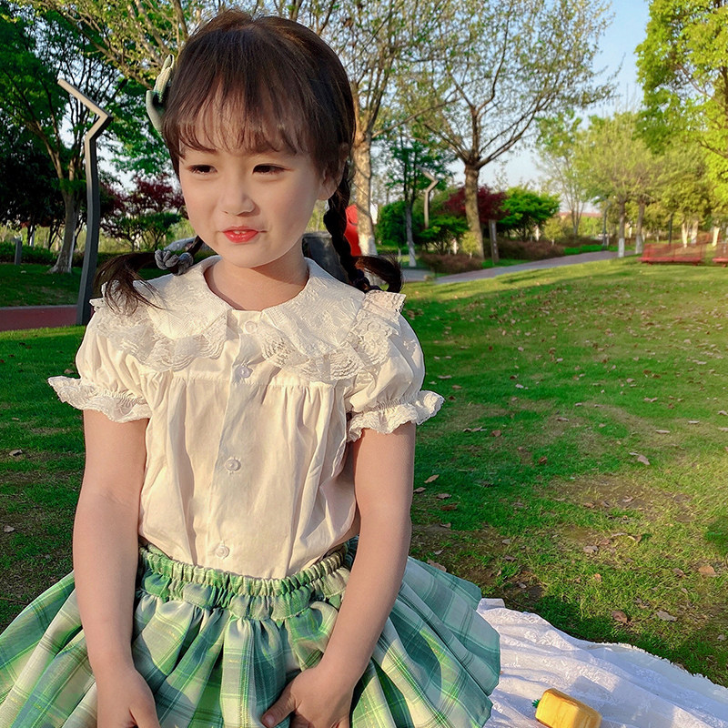 66 Princess doll shirt Girls short-sleeved shirt Summer children's baby baby shirt top Western style summer clothes thin summer