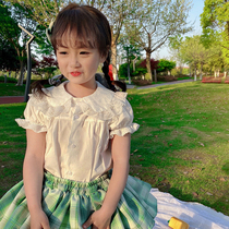 66 Princess doll shirt girls short sleeve shirt summer Children Baby baby shirt jacket foreign summer dress thin summer