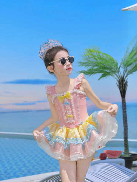 66 Princess Children's Clothing Girls' One-Piece Swimsuit 2026 New Model Children's Stunning Swimwear Sweet Girls' Swimwear