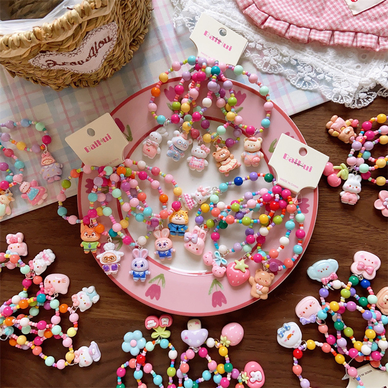 Korean-Style Children's Spring Cartoon Animal Bracelets for Girls, Cute Character-Shaped Jewelry Set of 5 for Kindergarten Korean-Style Children's Spring Cartoon Animal Bracelets for Girls, Cute Character-Shaped Jewelry Set of 5 for Kindergarten