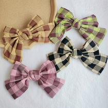 South Korea Net red oversized plaid bow head hairclip spring clip hair cute girl edge clip top clip hairpin