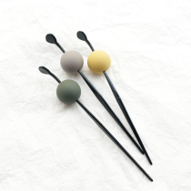 Korean personality frosted round ball hairpin hairpin simple retro style female hair plug beads Japanese plate hair cain hair ornaments