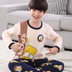 Chàng trai Pyjama 11-13-15 tuổi mùa hè dài tay bộ mỏng bông cotton vừa cậu bé bé trai mùa thu. 