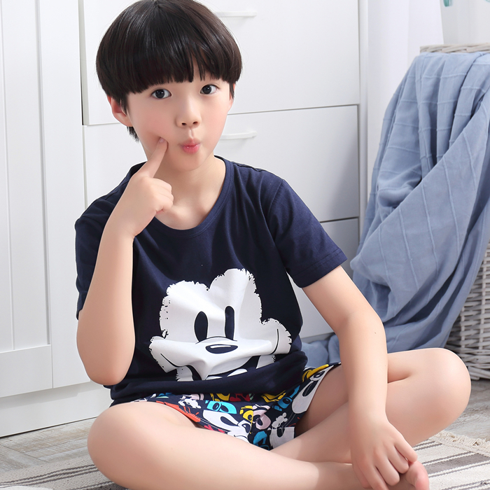 Mens giữa và trẻ em cũ thiết lập 12-15 mùa hè ngắn tay bông bộ con trai Pyjama 13-15 tuổi junior học sinh trung học bông.