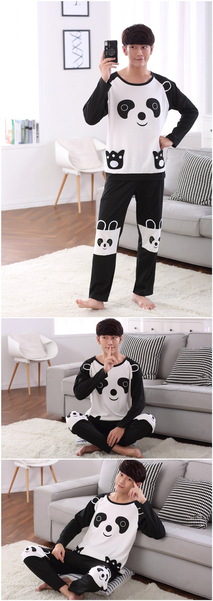 Bộ đồ cho bé trai lớn 12-13 mùa hè Bộ đồ cotton dài tay cho bé trai Bộ đồ ngủ bé trai 14-15 tuổi đồ pijama nam