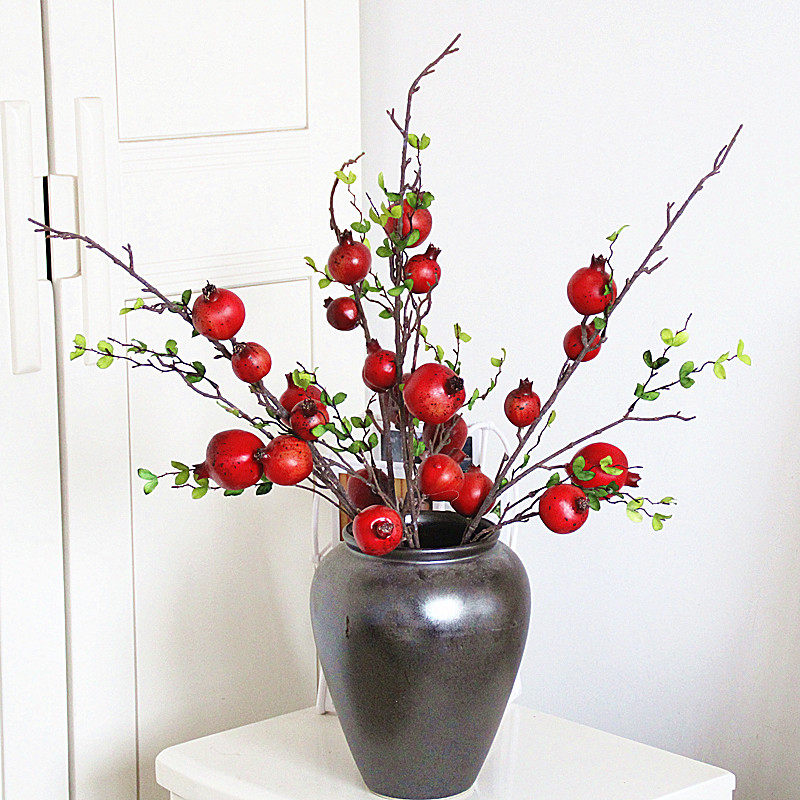 Pomegranate fruit decorative flower art simulation long pomegranate branches rose hips olive fruit living room decoration fake flower ornaments