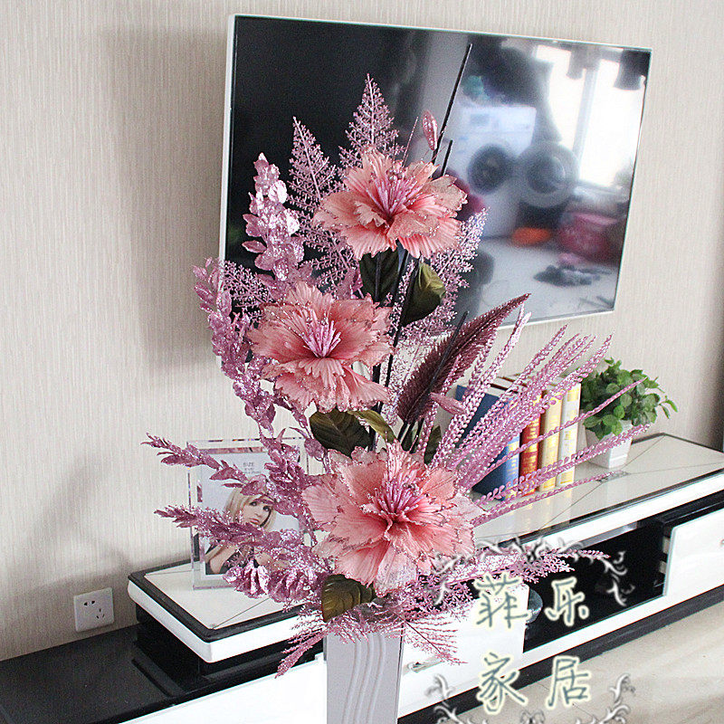 European-style peony Magnolia fake flower dry flower gold powder floral home living room floor-to-ceiling flower arrangement decorative flower set