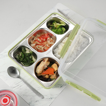 304 stainless steel insulated lunch box Four-compartment fast food box with lid canteen meal plate Large capacity student lunch box