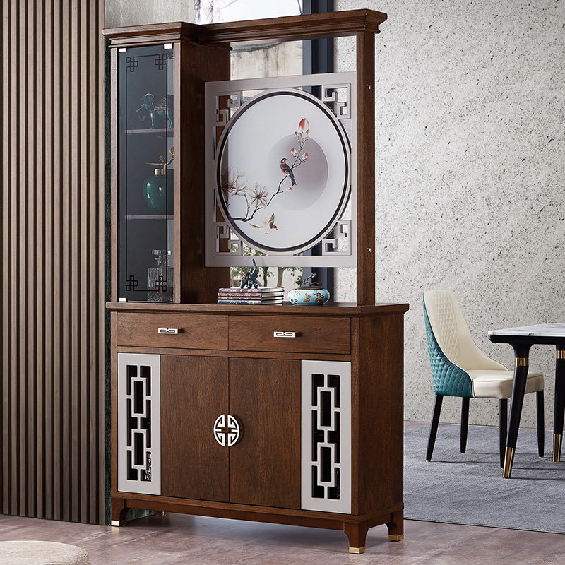 New Chinese GENGUAN SCREEN SHOES CABINET LIVING-ROOM ENTRANCE DOOR PARTITION CABINET DOUBLE SIDED WINE CABINET DECORATED WITH MULTIFUNCTIONAL DOOR HALL ROOM CABINET