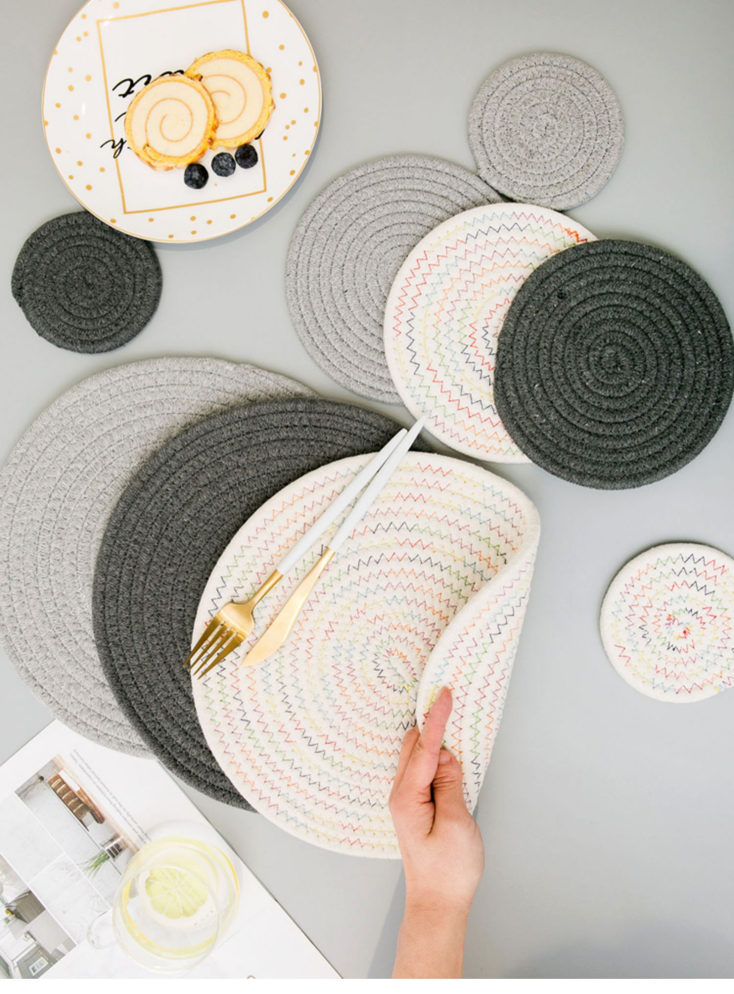 Vải tròn Nhật Bản placemat dày chống nhiệt chống vảy chống trượt pad cách nhiệt bát mat mat coaster pad bảng mat - Khăn trải bàn khăn ăn