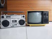 Retro nostalgic old tape recorder radio TV set real machine is not model ornaments shooting film and television props