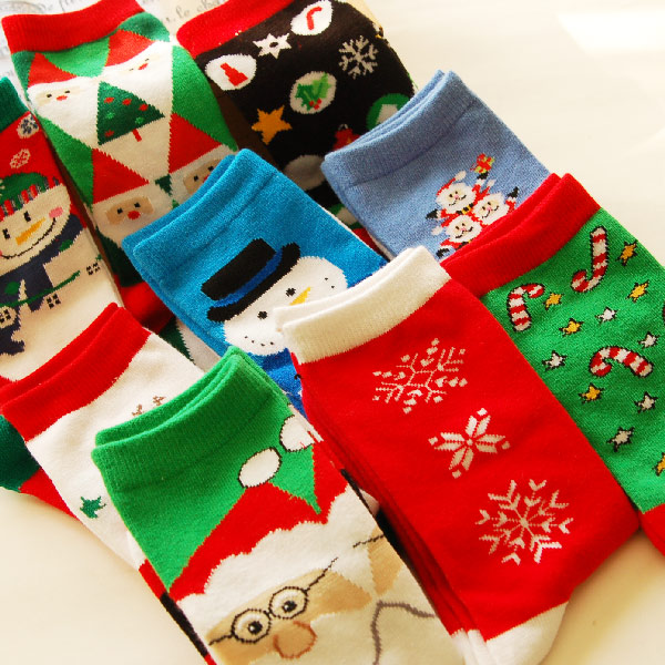 10 đôi phim hoạt hình dễ thương Santa Claus vớ cha mẹ trẻ em dày lên terry ấm vớ nữ vớ trong ống tất nam cổ ngắn