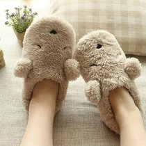 Autumn Winter Sky Season Cute Cartoon Little Bear Plush Home Non-slip Indoor Floor Warm Lady Cotton Slippers Bag Heel Shoes