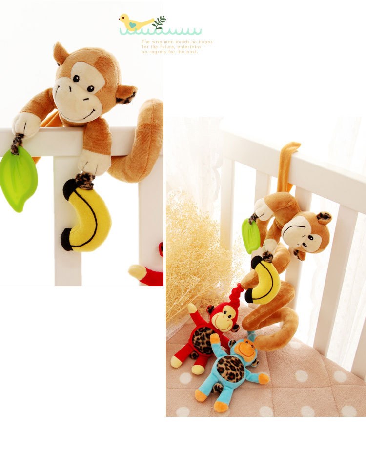 Newborn Baby Multifunction Music Animal Car Pendant Monkey Bed Around Suspension Rocking Bell Baby Plush Puzzle Appeasement Toy