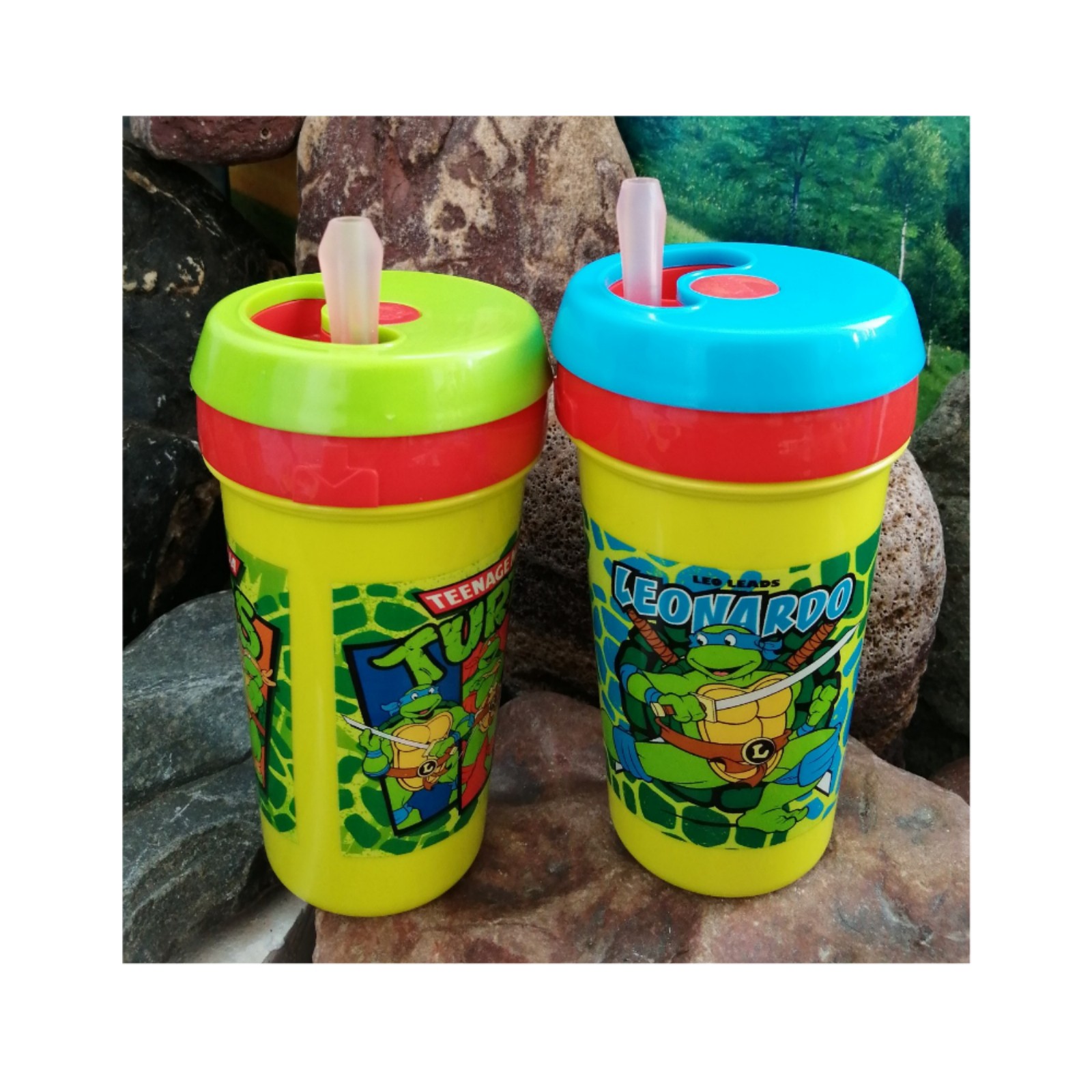NUK baby anti-choking learning drinking cup Infant children's anti-drop straw cup 300ml Ninja turtle kettle