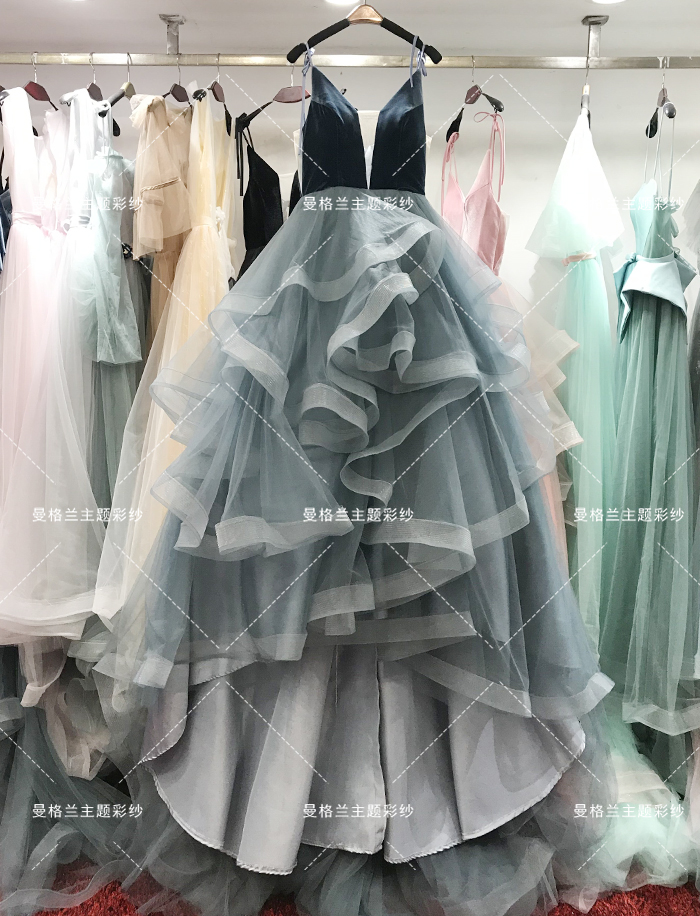  Average code+Tail Puff Skirt: Velvet Gray Blue  