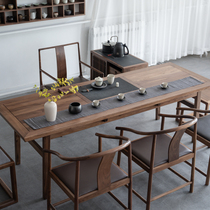  Zen new Chinese tea table Solid wood tea table combination North American black walnut tea case Japanese simple tea room furniture