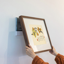  Chinese meter box painting tea room hanging painting black walnut wood frame decorative painting solid wood frame switch box blocking entrance hanging painting