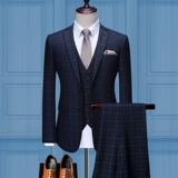 Пиджак классического кроя, мужской комплект, модный костюм для отдыха, свадебное платье, в корейском стиле, облегающий крой