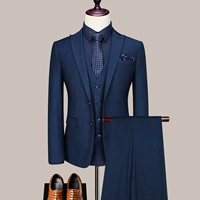 [Saifis] Темно -синий плед (верхний жилет+брюки)