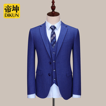 Suit mens suit Autumn and winter striped Korean version of the male wedding suit Business slim suit groom wedding dress