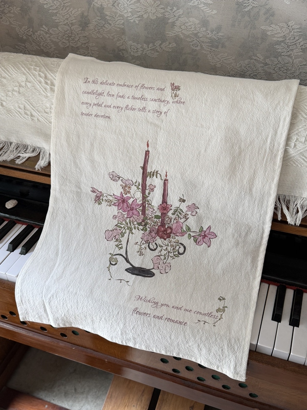 Tiny Original Hand-Painted French Retro Candlestick Flower Hand-Painted Hanging Cloth