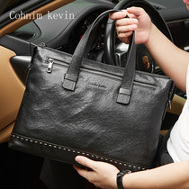 Cohnim Kevin mens handbag genuine leather business trip large capacity crossbody briefcase computer document bag