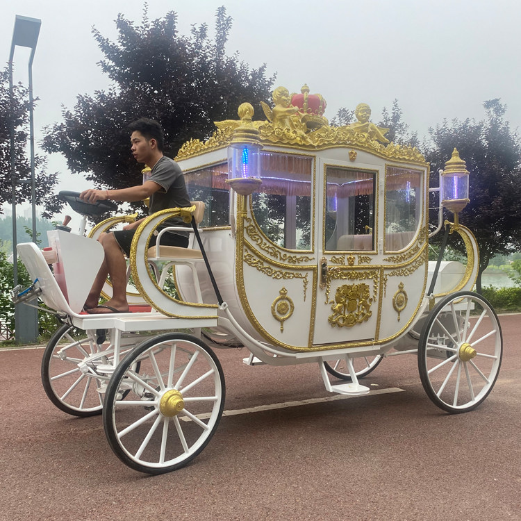 Carriage Eurostyle Sightseeing Pumpkin Carriage Photography Custom Prop Wedding Reception Four Wheels Electric Marasading Gold-Taobao