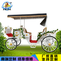 European double-row electric sightseeing carriage manufacturer Grassland horse-drawn car Hotel exhibition wedding scenic reception props