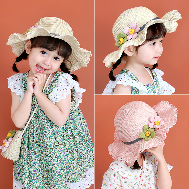 Children Grass Hat Spring Summer Han Edition Princess Hat Girl Hat Girl Hat Girl Sun Hat Sunscreen Sunhat Sunhat