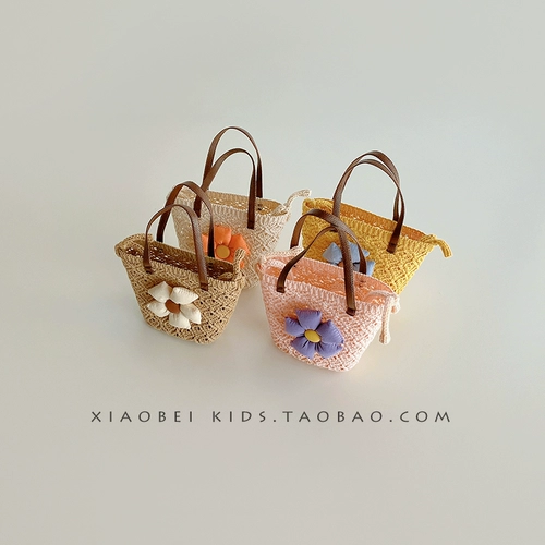 Летняя детская сумка, соломенный детский кошелек, небольшая сумка, детская сумка на одно плечо, сумка через плечо, в цветочек