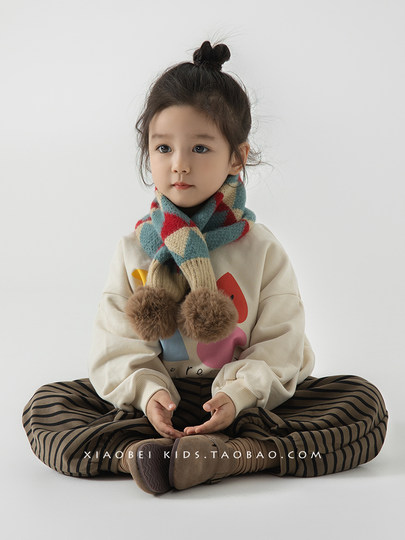 Children's Scarf Autumn and Winter Girls' Scarf 2025 New Baby Neck Cover Cross Knitted Wool Boy's Neck Protector Winter