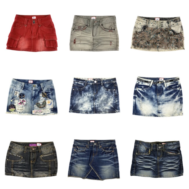 Y2K Retro Foreign Trade Student Street Style Hot Girl Denim Mini Skirt Millennium Style Low Waist Punk Rivet Plus Size Internet Celebrity L