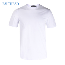 Fairfat short-sleeved T-shirt mens round neck summer thin section pure white cotton spandex elastic middle-aged and young loose casual