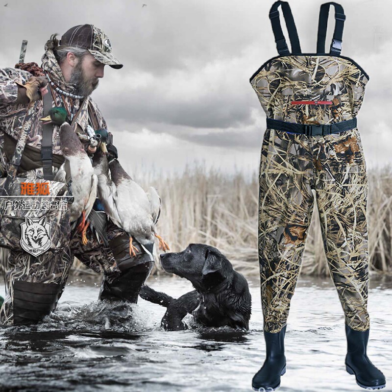 Bionic Camouflage Wading Pants Waterproof Leather Pants Fishing Pants for Men and Women Wading Pants Rain Pants Waterfowl Duck Hunting Pants