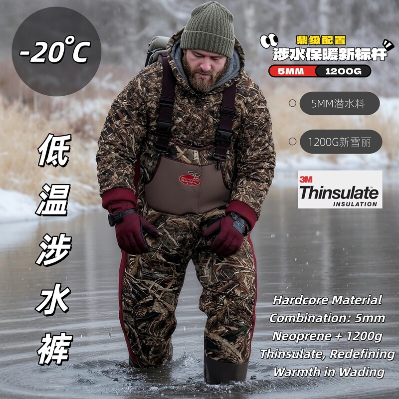 Bootfoot Wader European and American 1200g Thinsulate Thermal Waders 5mm Diving Neoprene Fishing Pants Bootfoot Wader European and American 1200g Thinsulate Thermal Waders 5mm Diving Neoprene Fishing Pants