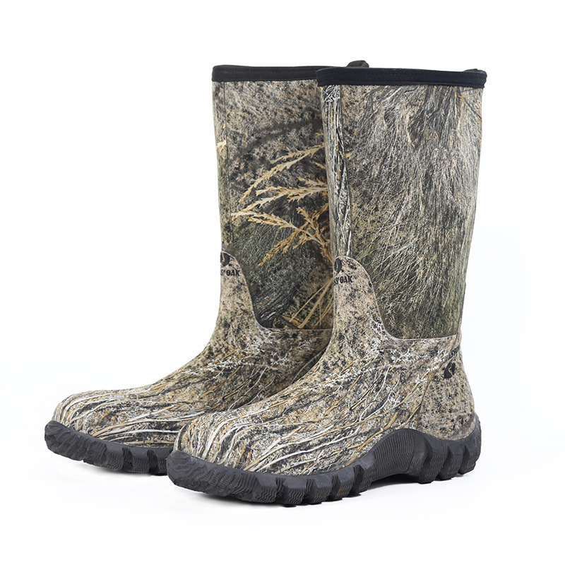 Bionic Camouflage Pattern Hunting Boots, Cold-Proof and Warm, High-Top Fishing Rain Boots, Fishing Equipment for Stream Fishing and Rock Fishing