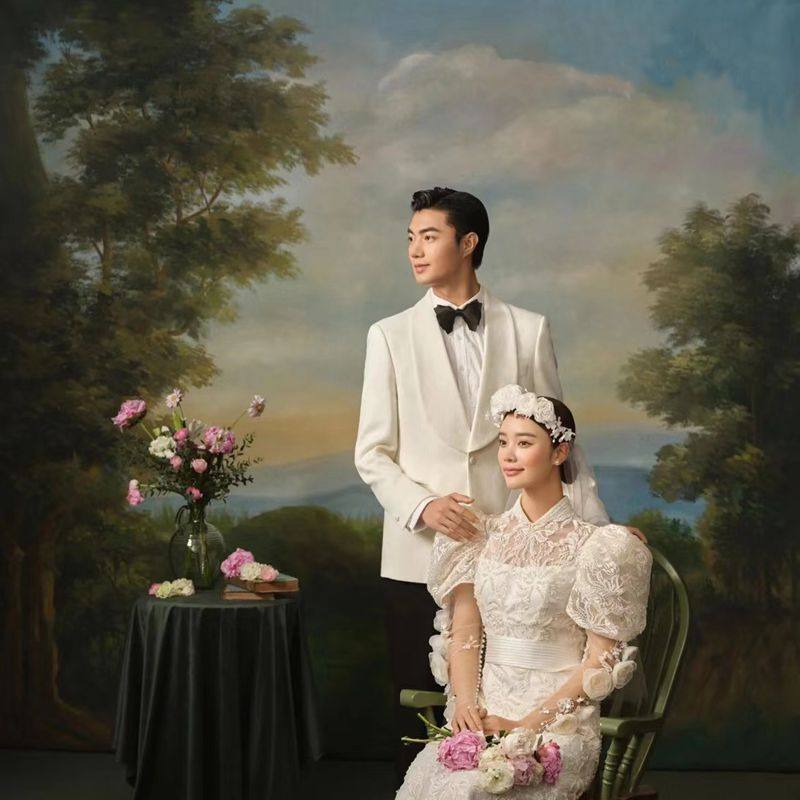 Photo studio oil painting landscape hand-painted background pure hand-painted boutique wedding painting background cloth photography photography cloth
