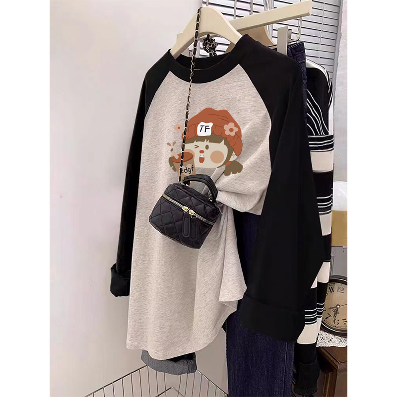 Pregnant woman's undershirt autumn winter sets 2023 new insert shoulder long sleeves in long sleeves Loose Big Code Pure Cotton Blouse T-shirt-Taobao