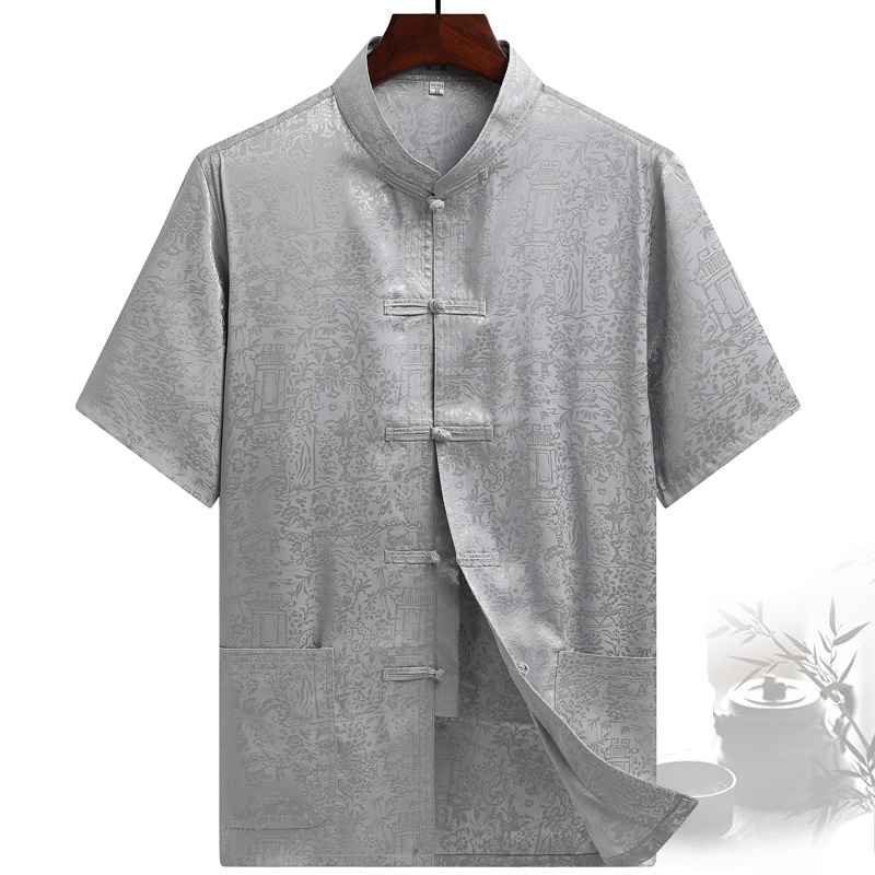 Middle-aged Tangdress Male Short-sleeved Town Daddy Summer Fashion Birthday Birthday Birthday Gift