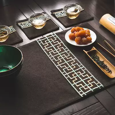 Cotton linen tea mat fabric dry tea mat new Chinese table flag linen tea table flag Chinese style tea mat set