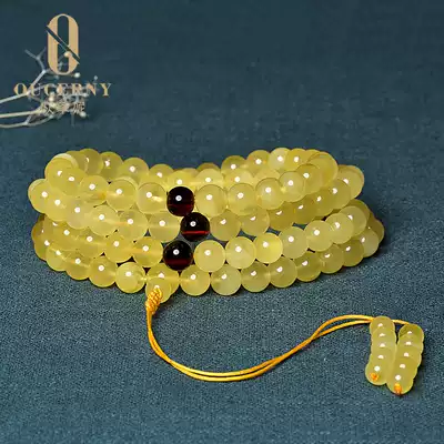 Gold twisted honey hand string beeswax 108 natural raw stone dense hand male lady with type multi circle full of honey yellow amber
