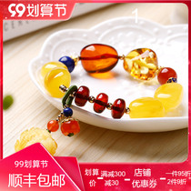 Ozini Natural Beeswax Dobo Handstring Bracelet with Amber Rose Pendant Mens and Womens