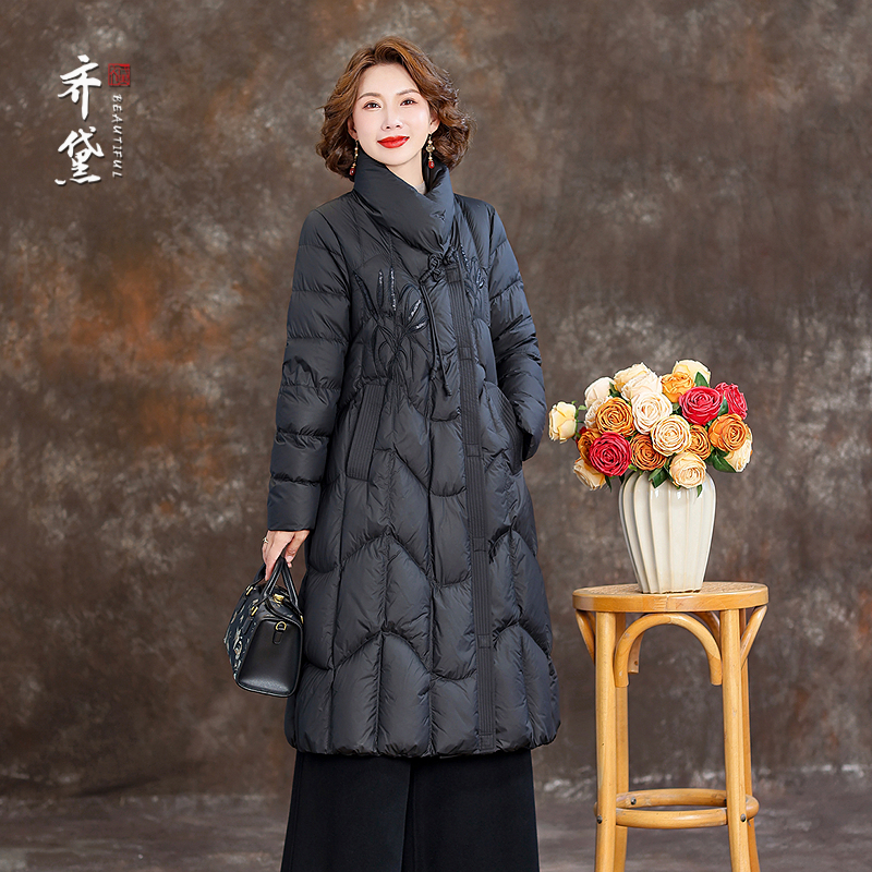 High-End Brand Women's down Jacket Official official store 2026 Winter New Embroidered Mid-Length Thickened Warm Short Coat