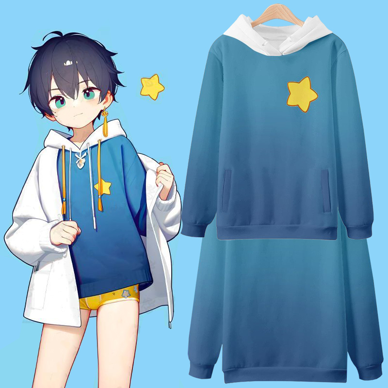 Zheng Tai Same Style Anime Peripheral Niche Hoodie for Men, Two-Dimensional Hooded Jacket, Versatile and Stylish, Trendy Autumn and Winter Style