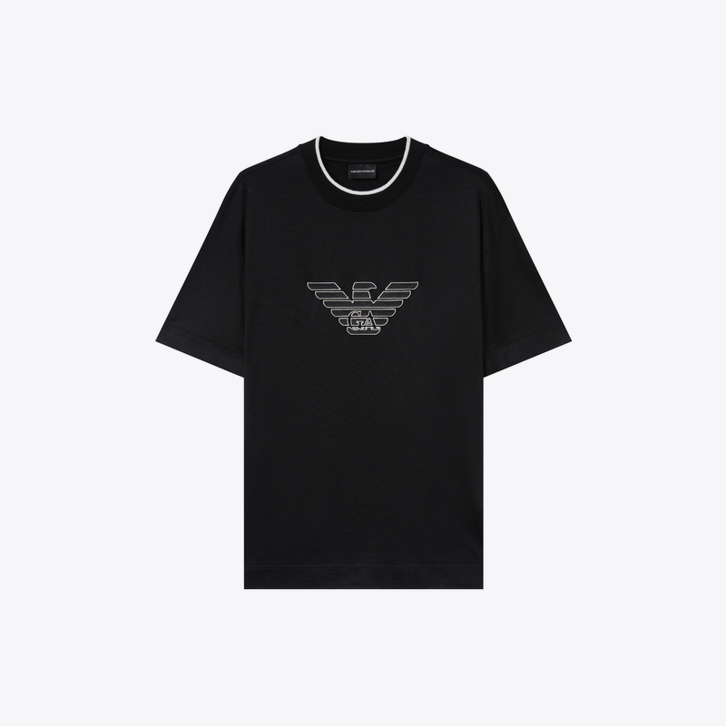 Emporio Armani Armani Men's Eagle Logo Round Neck Black Short-Sleeved T-Shirt 3D1Td4 1Juvz